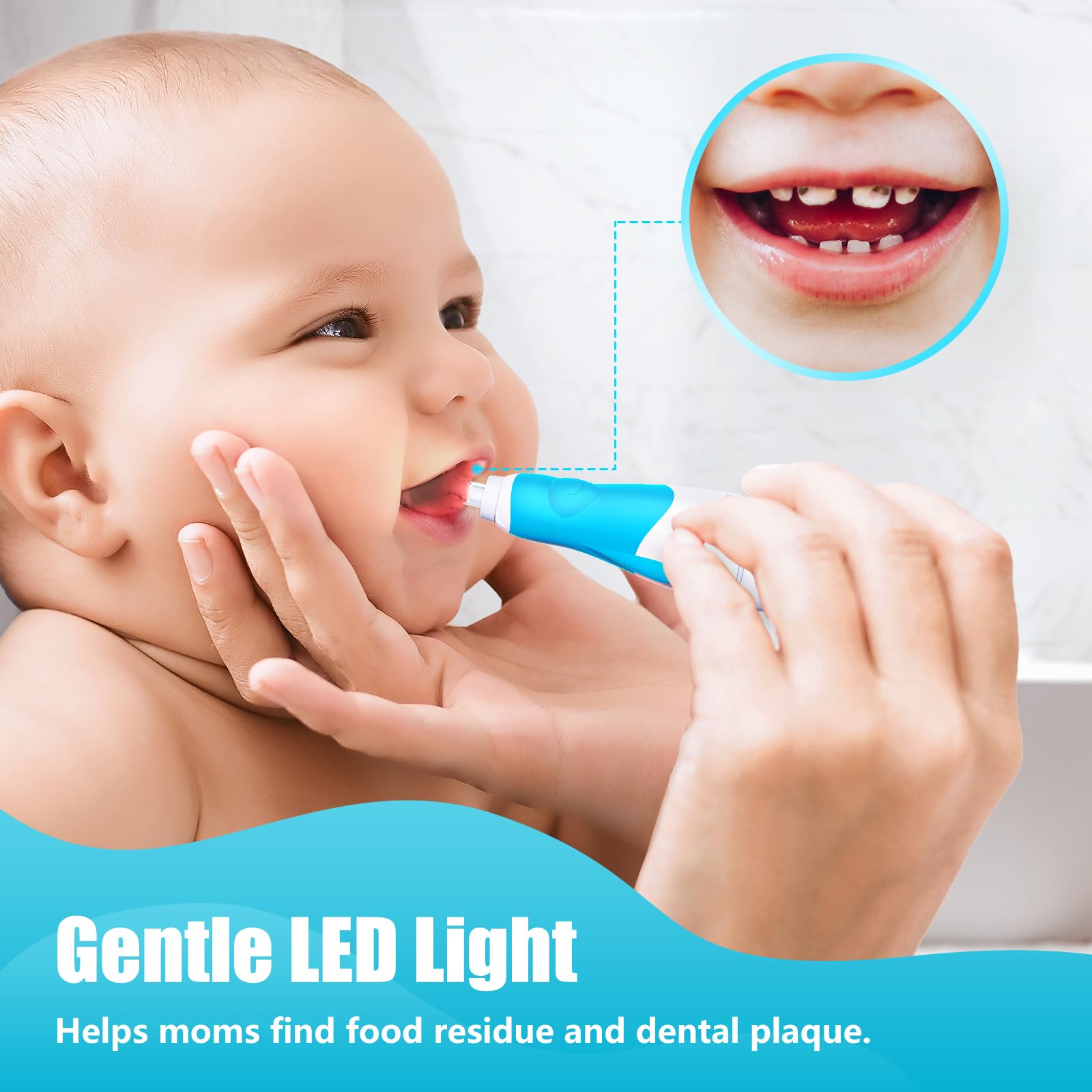 LED light feature on toddler electric toothbrush