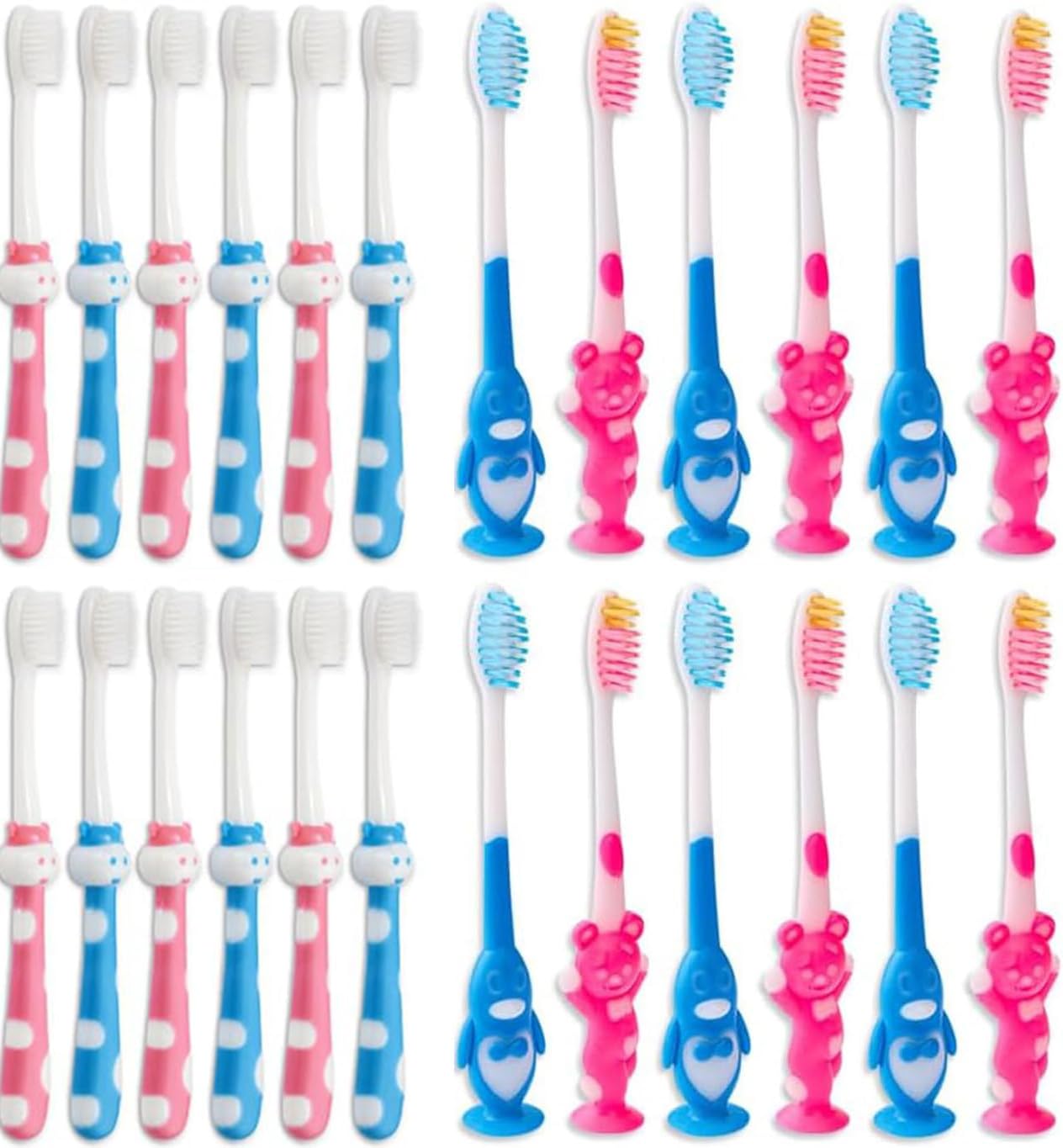 200-piece toddler toothbrush set in bright colors, two-color variety