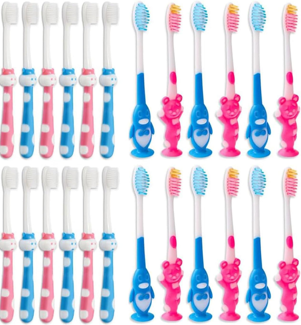 200-piece toddler toothbrush set in bright colors, two-color variety