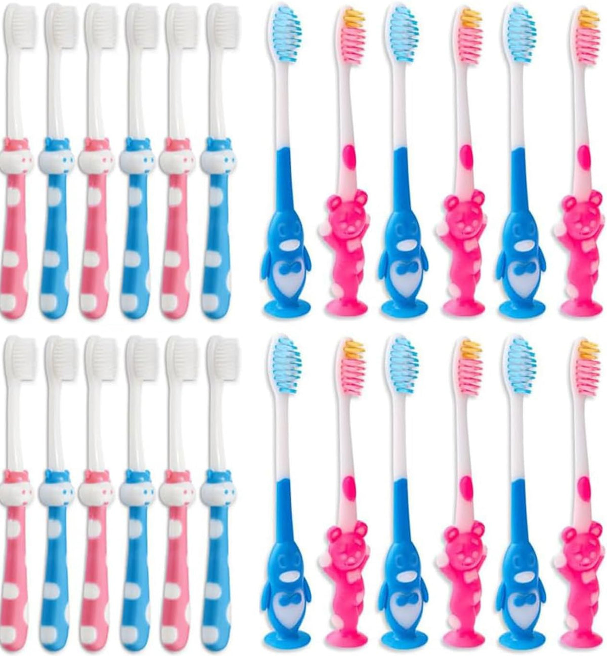 200-piece toddler toothbrush set in bright colors, two-color variety