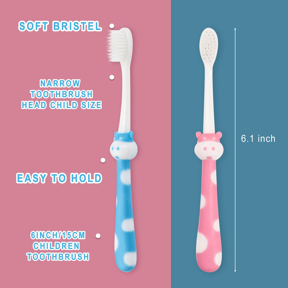Kids toothbrushes with cute cartoon designs and suction cups