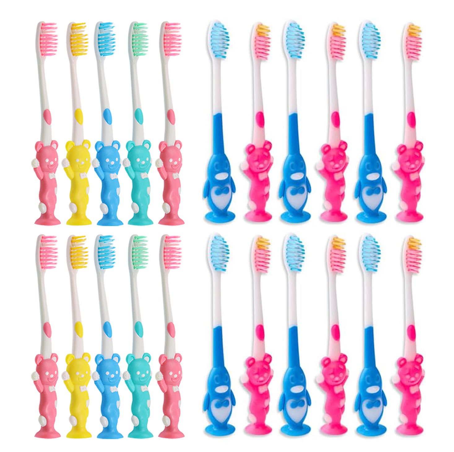 Bright multi-colored toddler toothbrushes in a 400-piece set