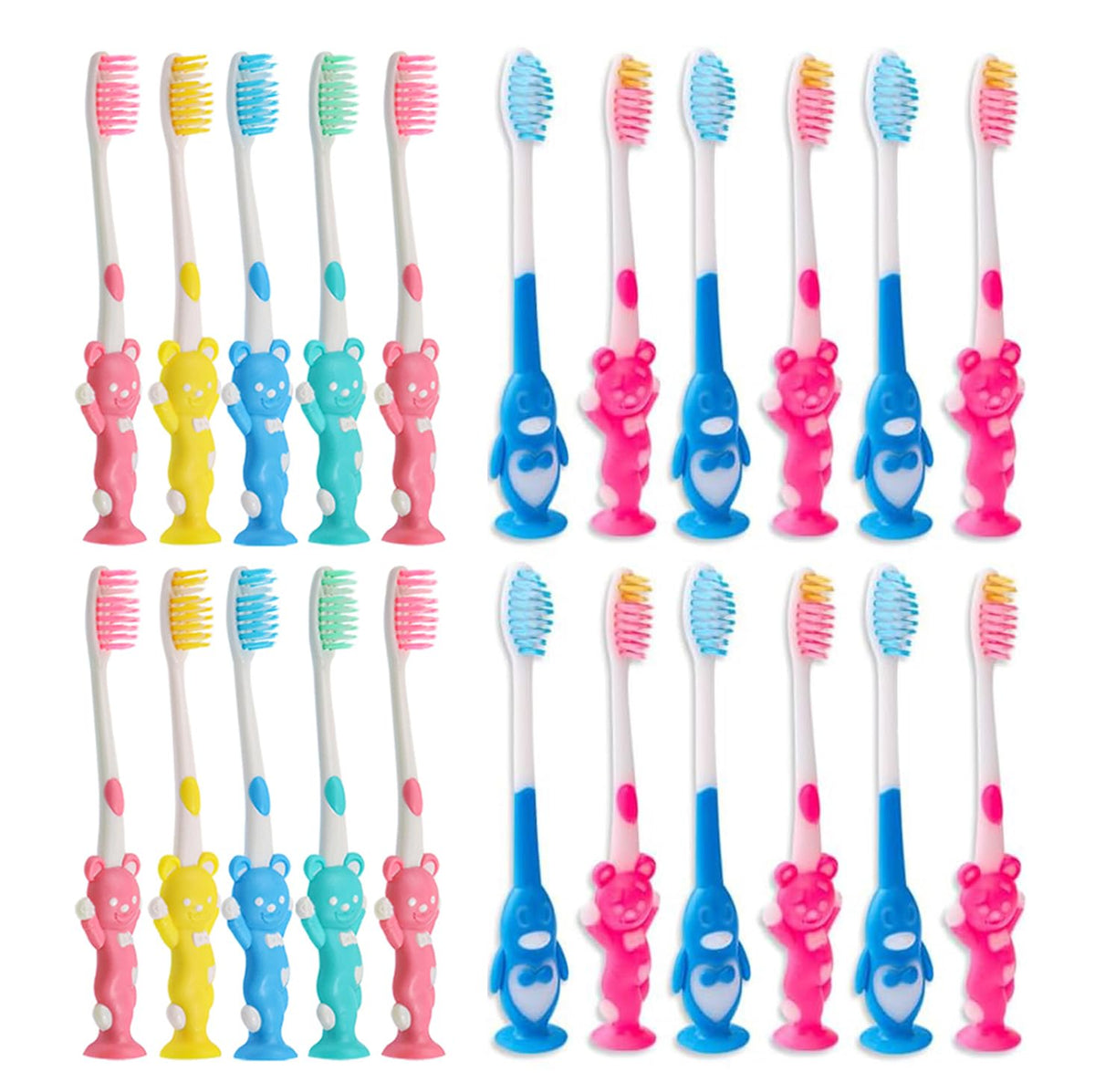 200-piece toddler and kids manual toothbrush bundle with four colors