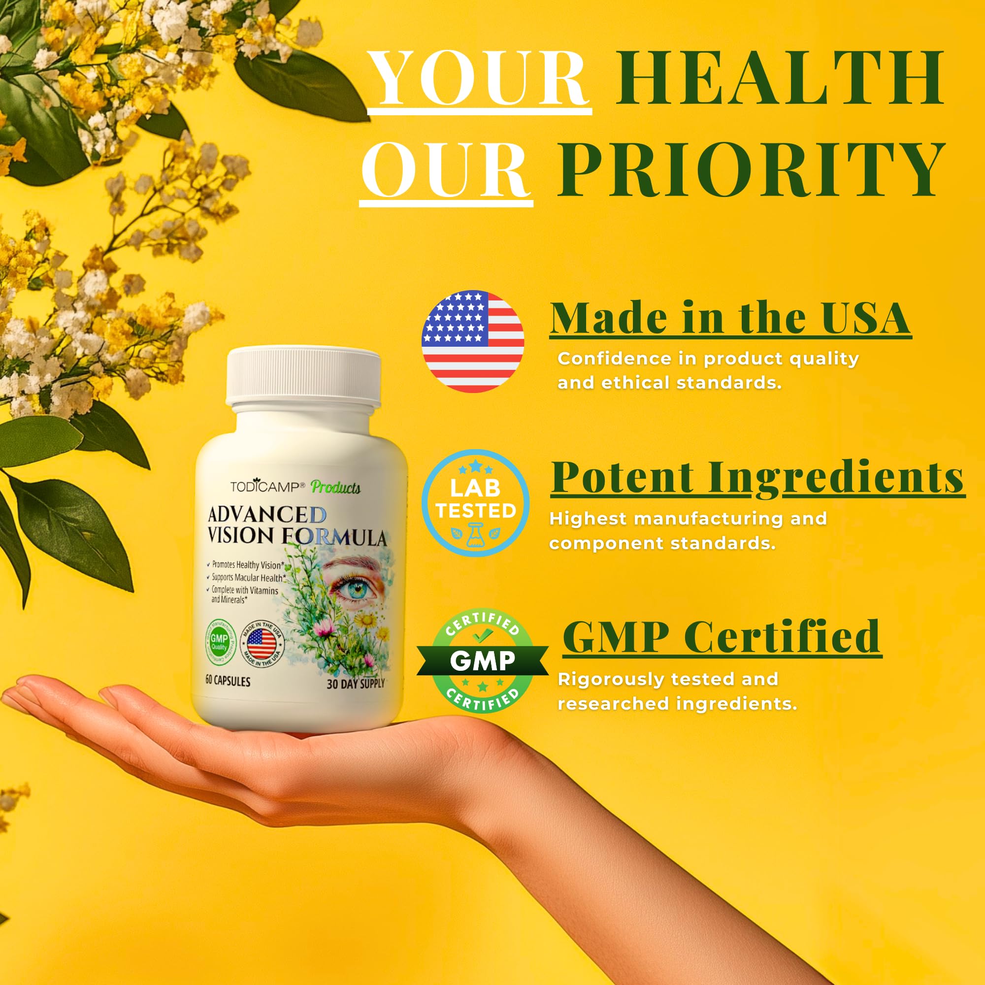 TODICAMP Macular Support packaging and branding