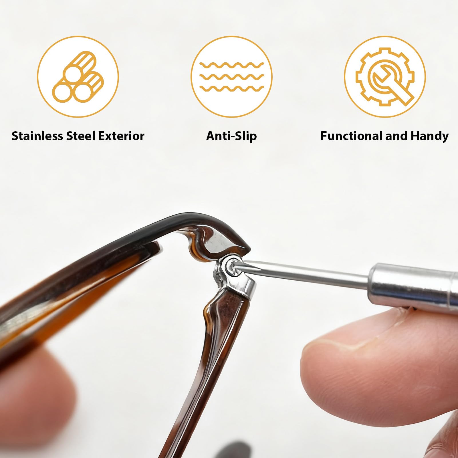 Precision screwdriver and tweezers included with the kit
