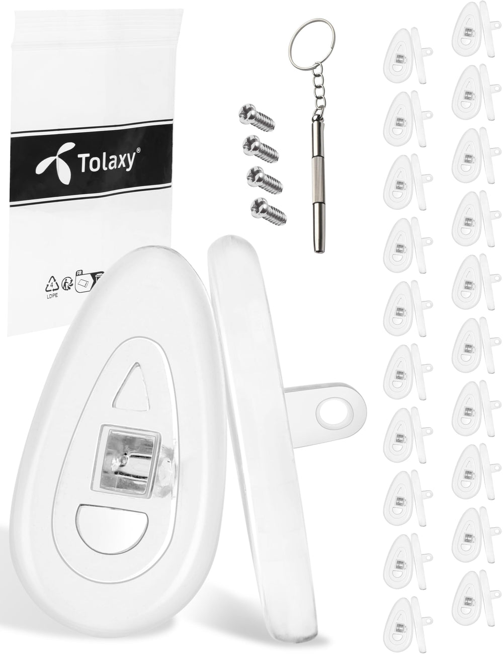 Tolaxy 20-pair screw-in eyeglass nose pads set