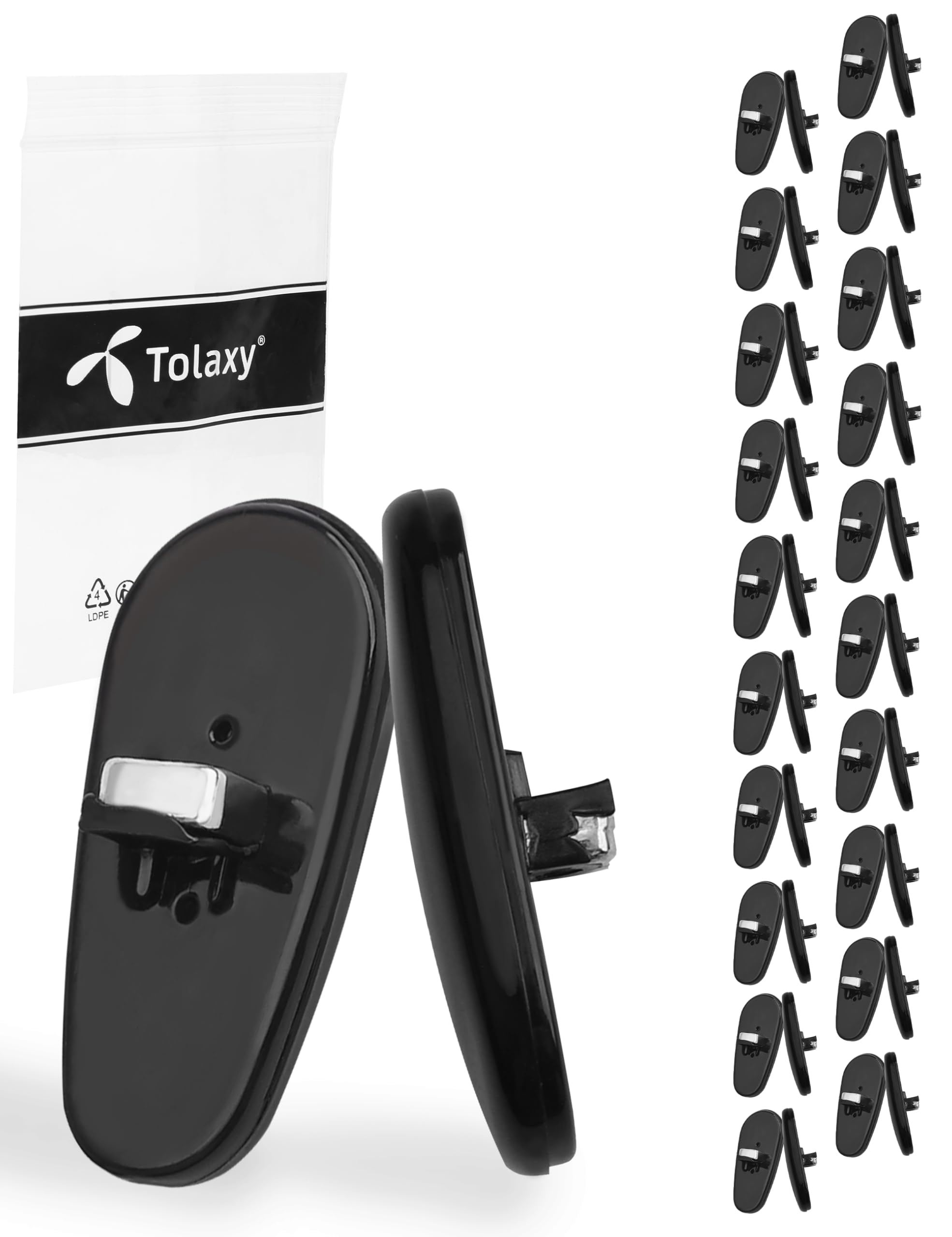 Tolaxy 20 pairs black silicone replacement nose pads for Ray-Ban frames – front view