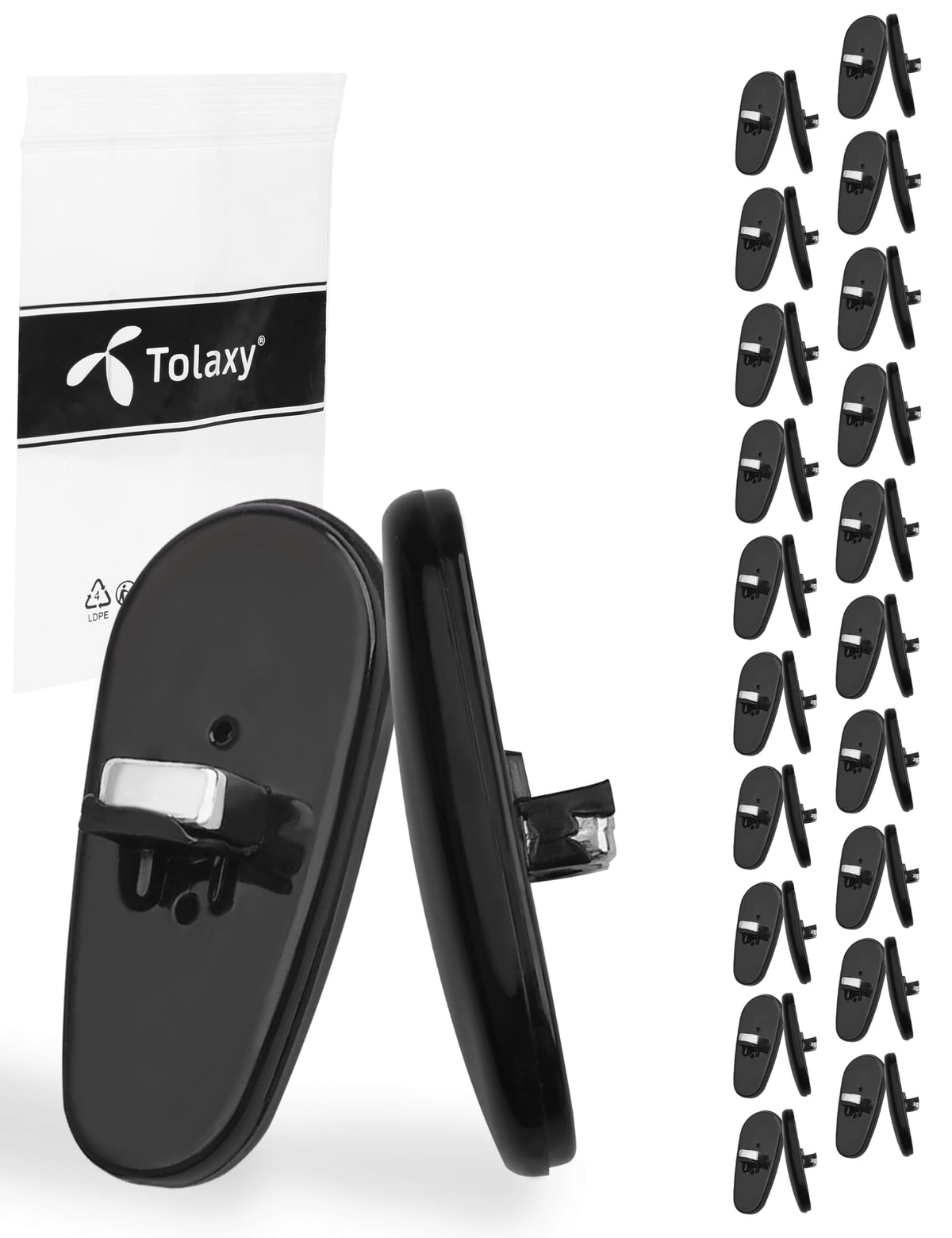 Tolaxy 20 pairs black silicone replacement nose pads for Ray-Ban frames – front view