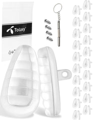 Tolaxy 20-pairs screw-in nose pads 15mm, clear striped, anti-slip for Oakley Plier OX5142 and OO4106 sunglasses