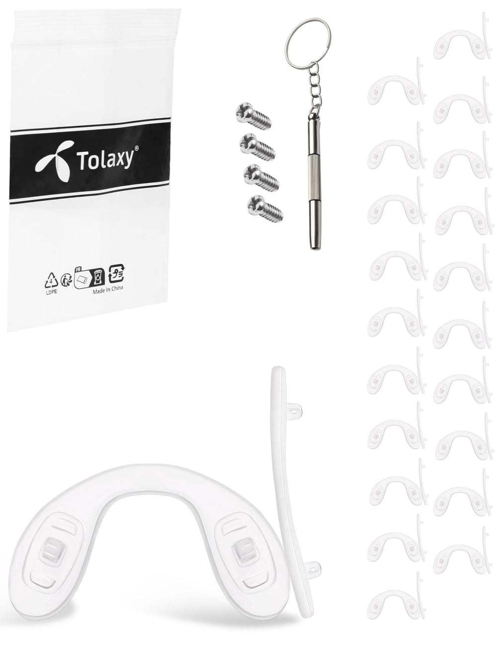 Tolaxy screw-in eyeglass nose pads front view