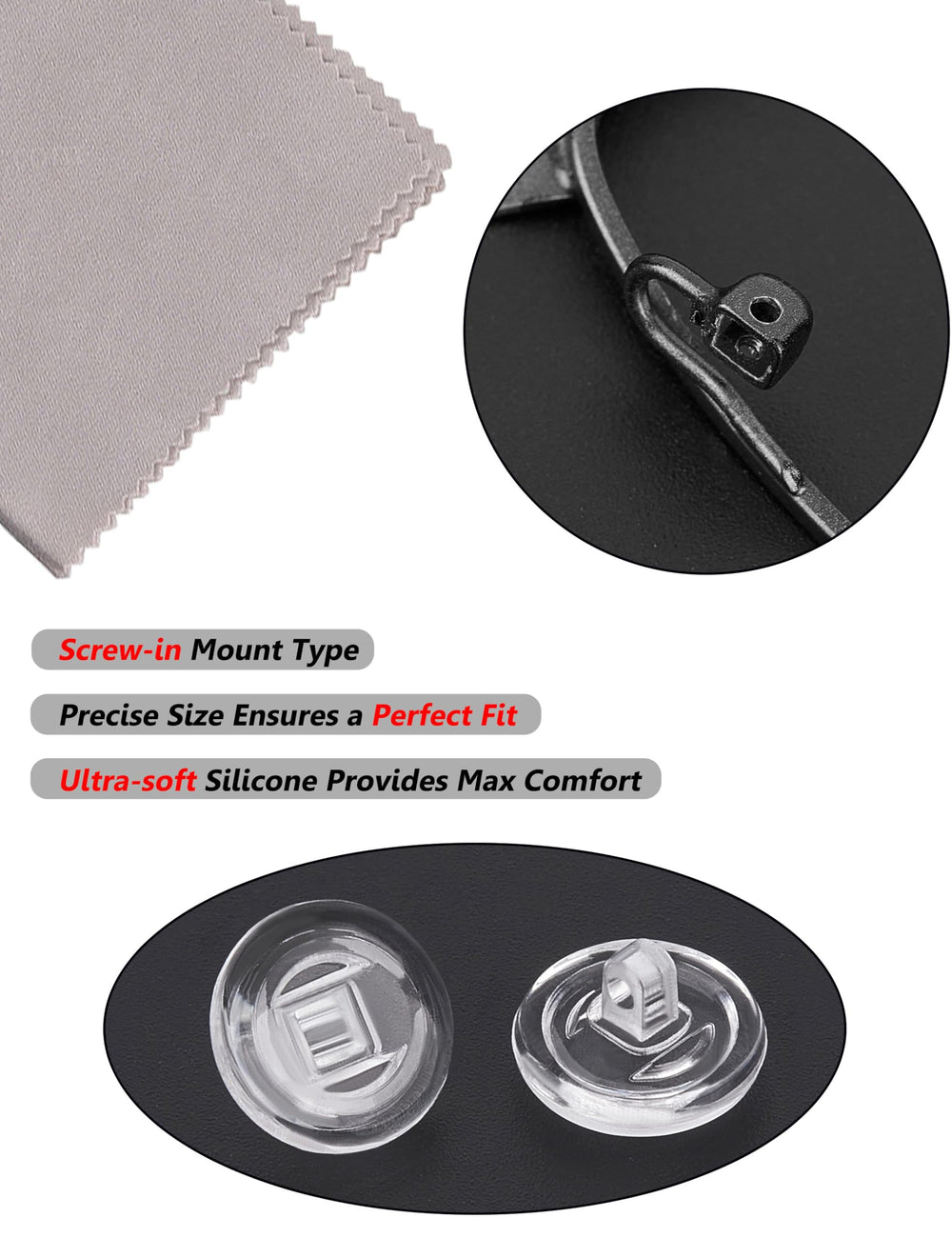 Soft silicone nose pads for comfortable replacement
