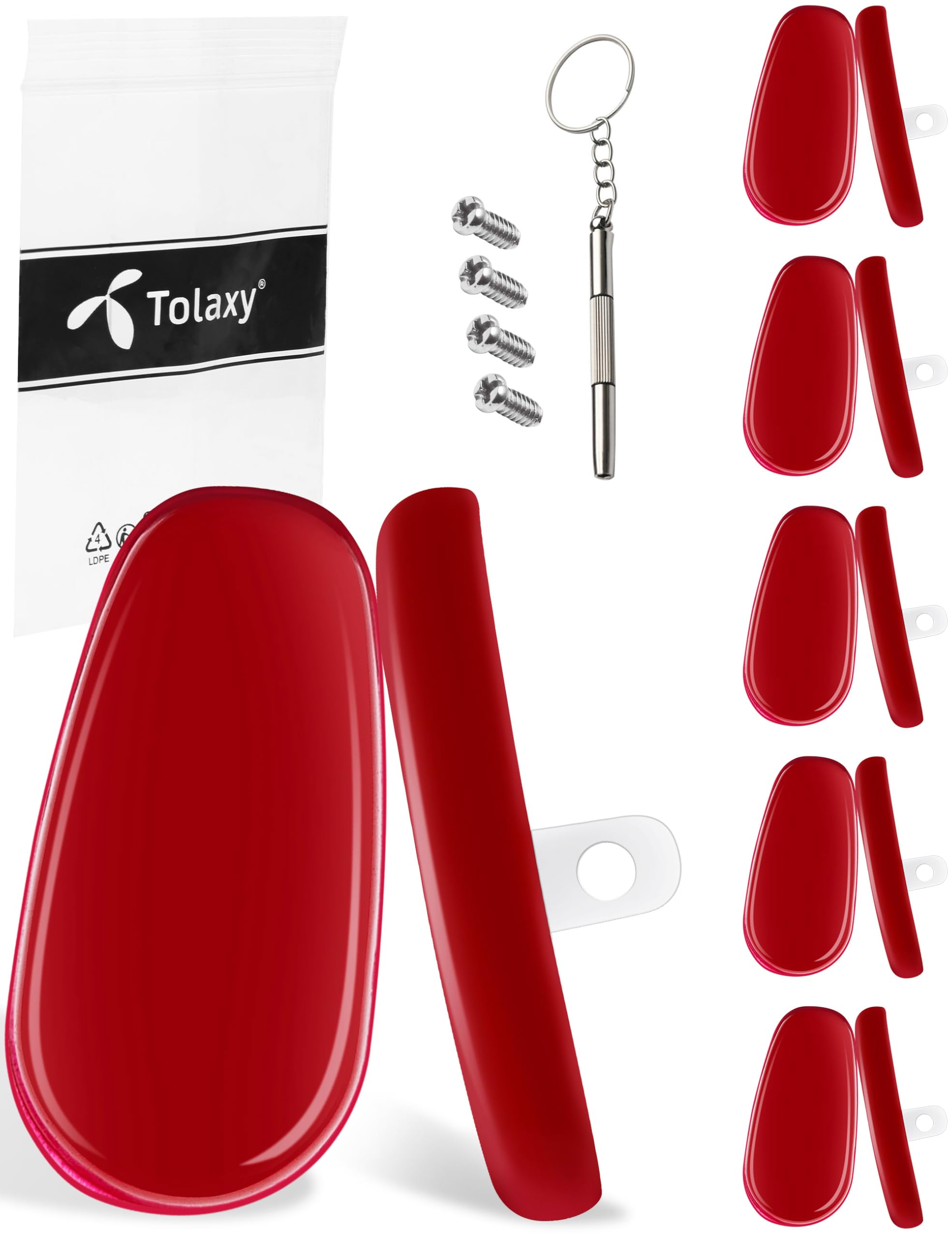 Tolaxy 5-pairs screw-in eyeglass nose pads in red for Oakley Conductor 6/8 RX OX3186 OX3187