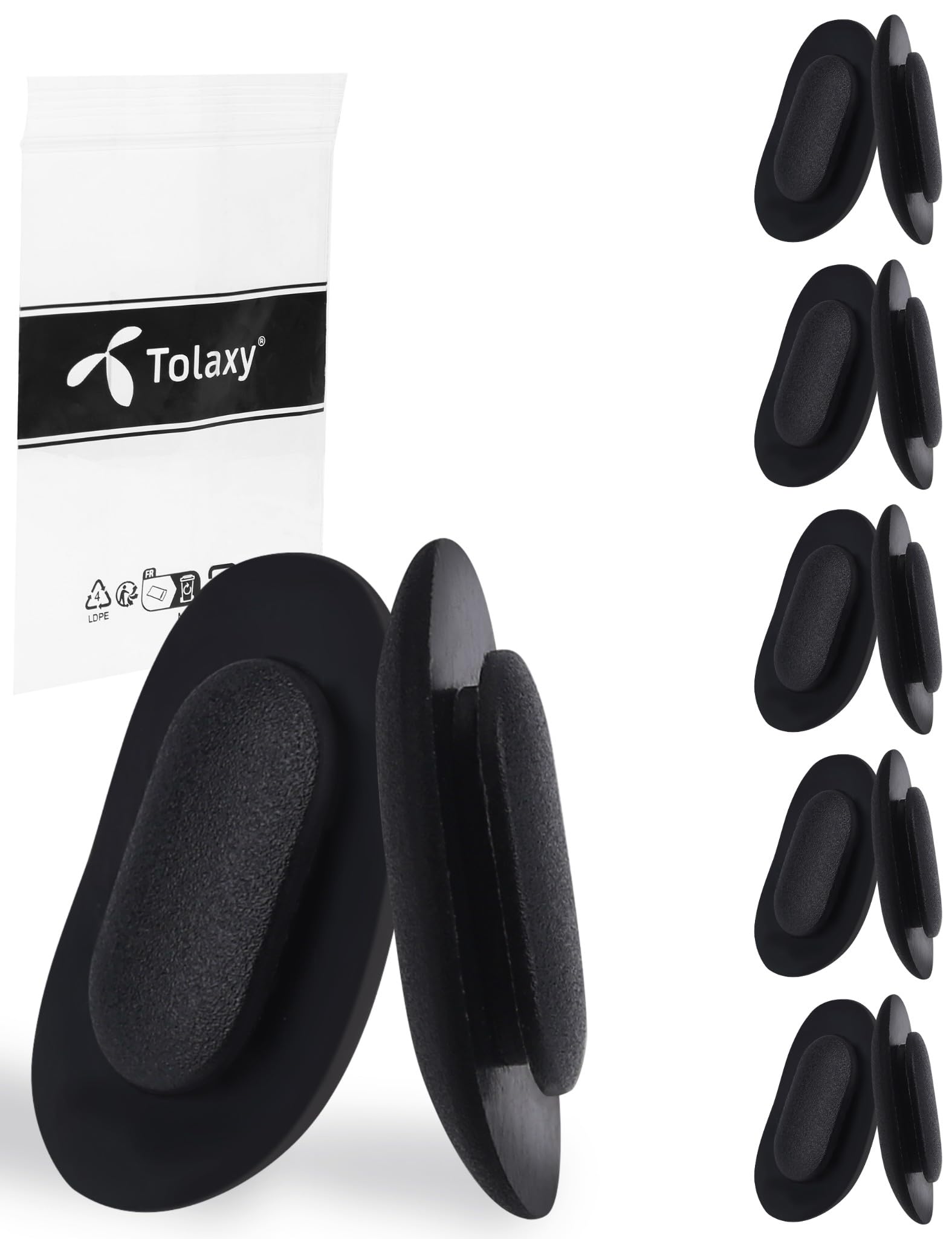 Tolaxy 11mm black push-in nose pads for eyeglasses - front view