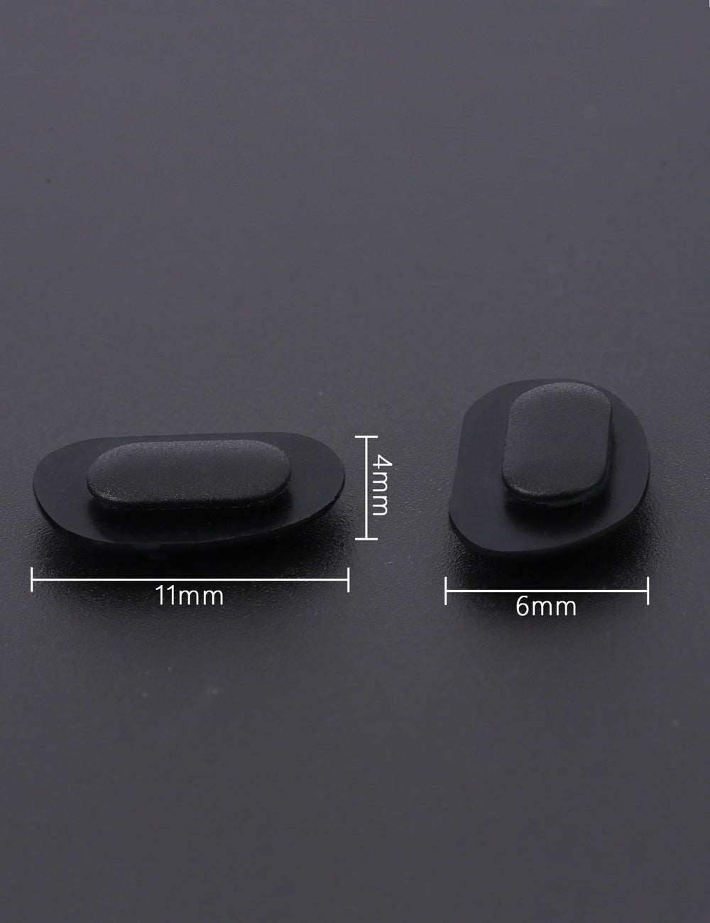 Push-in nose pads installed on eyeglass frame - universal fit