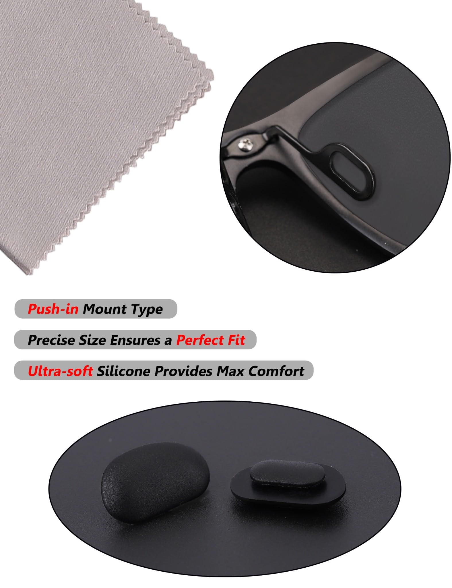 Product close-up showing 11mm length and 6mm width of Tolaxy nose pad