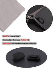 Product close-up showing 11mm length and 6mm width of Tolaxy nose pad