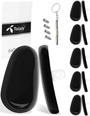Tolaxy 15mm black screw-in eyeglass nose pads set, 5 pairs, close-up