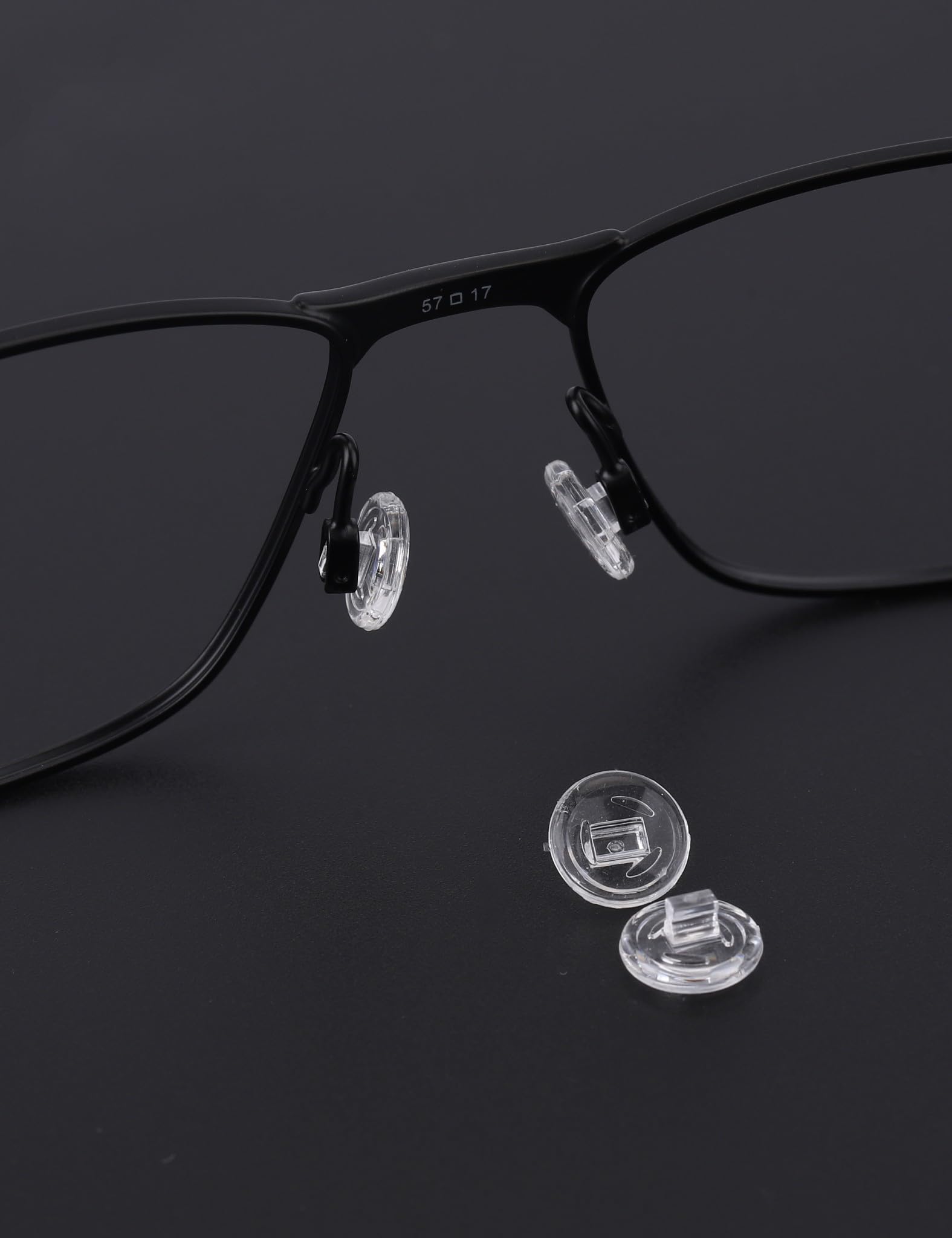 Close-up view of 9mm x 9mm clear silicone nose pad