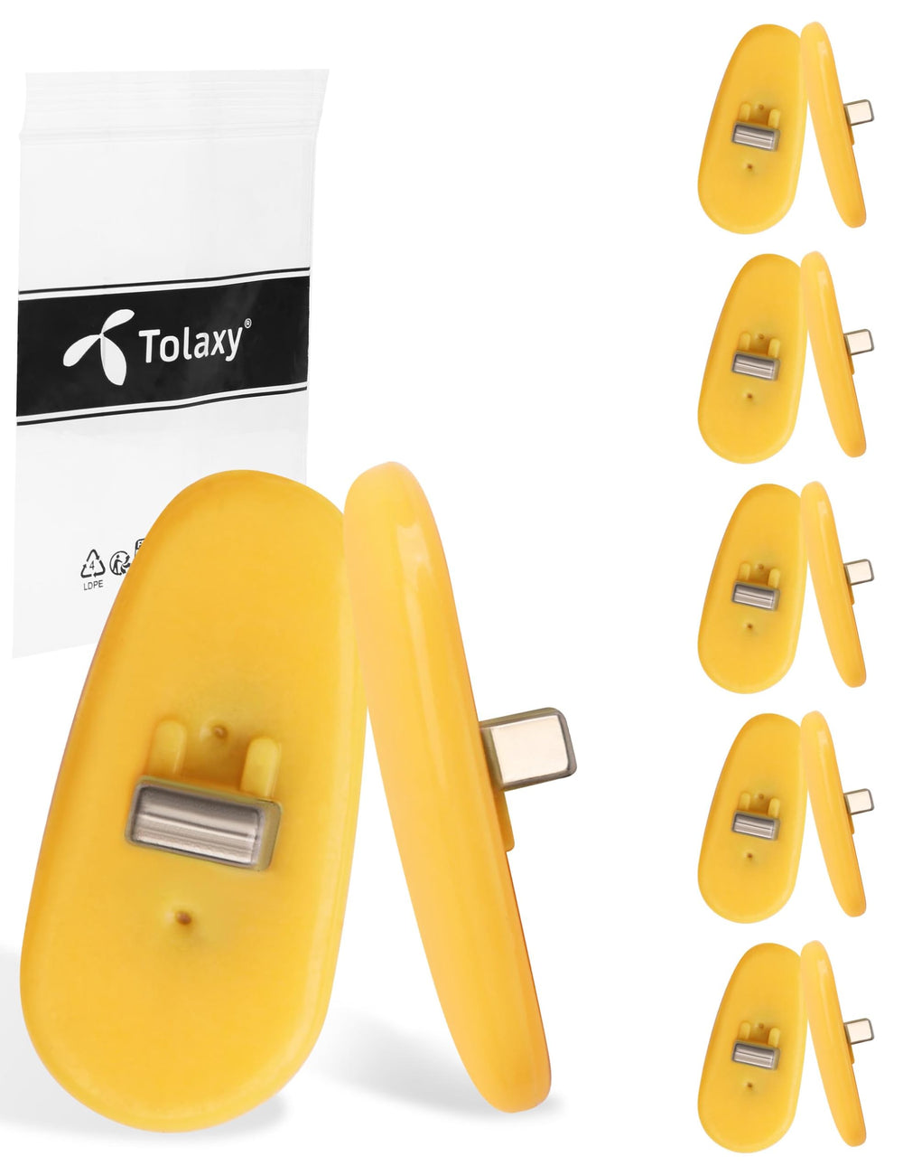 Tolaxy yellow silicone replacement nose pads for Ray-Ban sunglasses - close-up