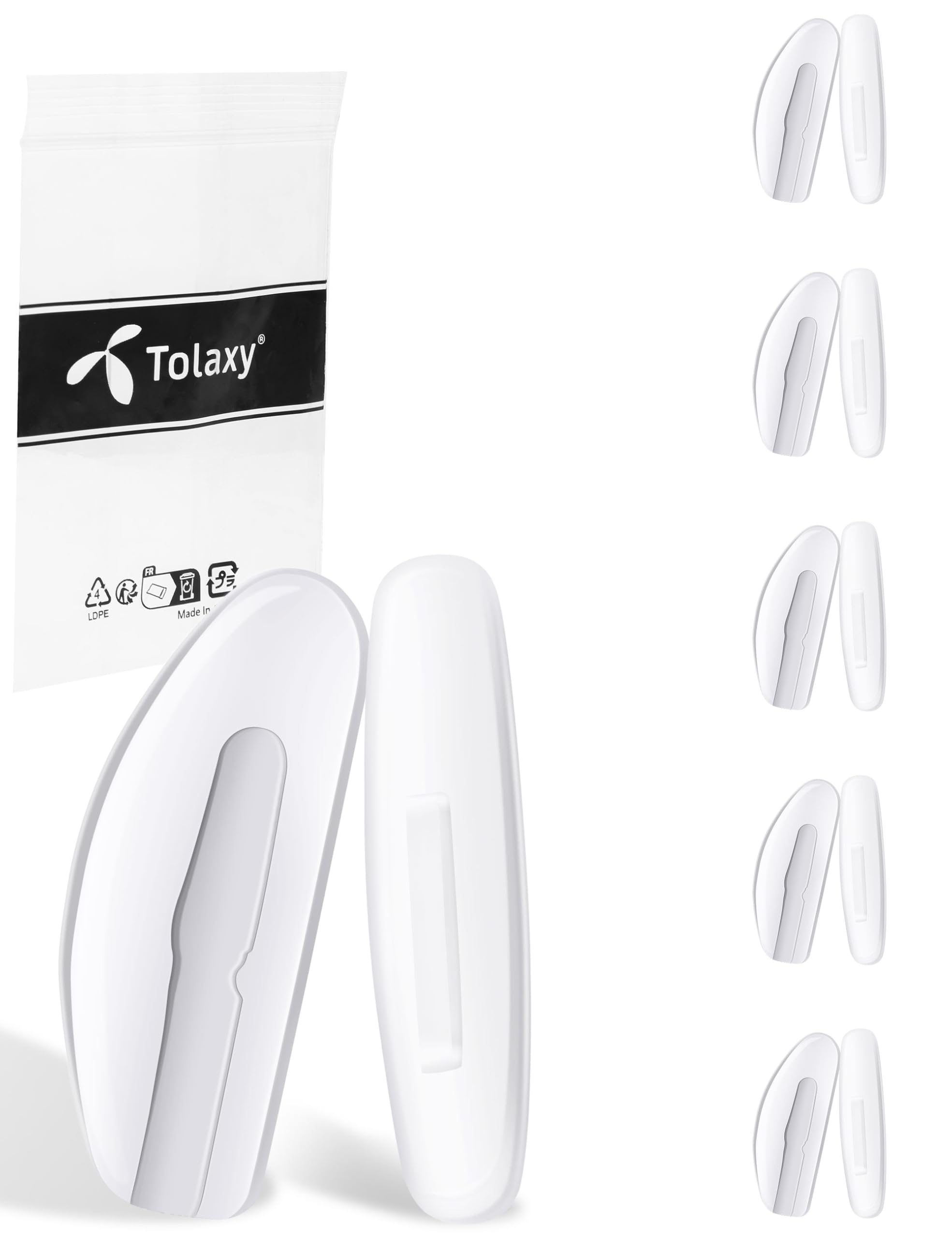 Tolaxy 5 Pairs Plug-in Eyeglass Nose Pads - Clear Rectangle Silicone Nose Pads, Anti-Slip