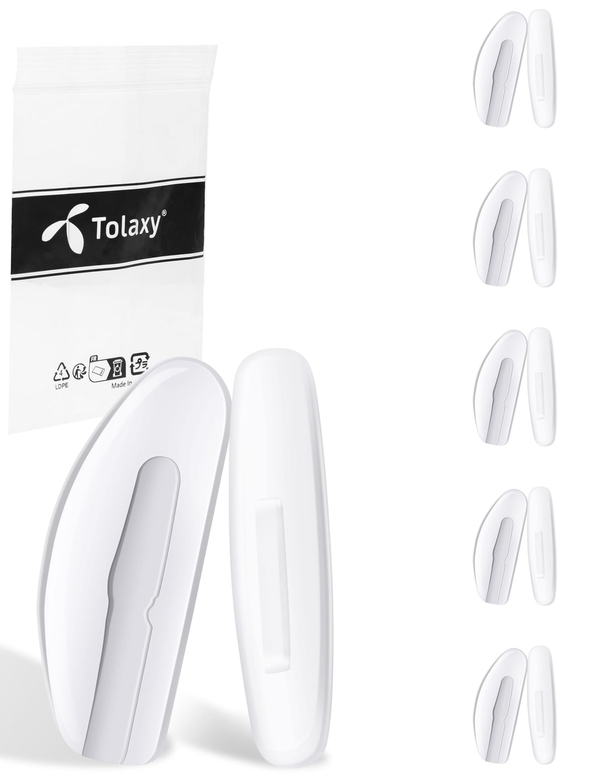 Tolaxy 5 Pairs Plug-in Eyeglass Nose Pads - Clear Rectangle Silicone Nose Pads, Anti-Slip