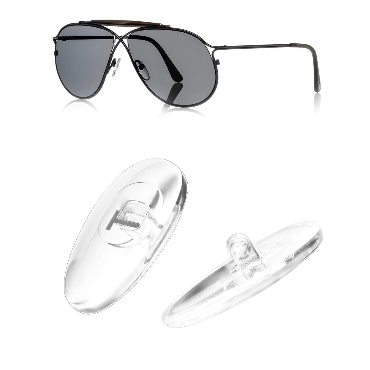 Replacement Tom Ford silicone nose pad 15mm silver - front view