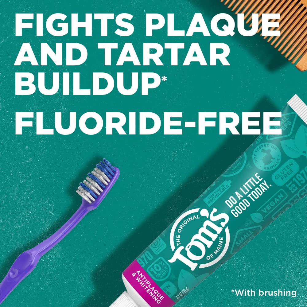 Outer packaging box for Tom's of Maine fluoride-free antiplaque whitening toothpaste