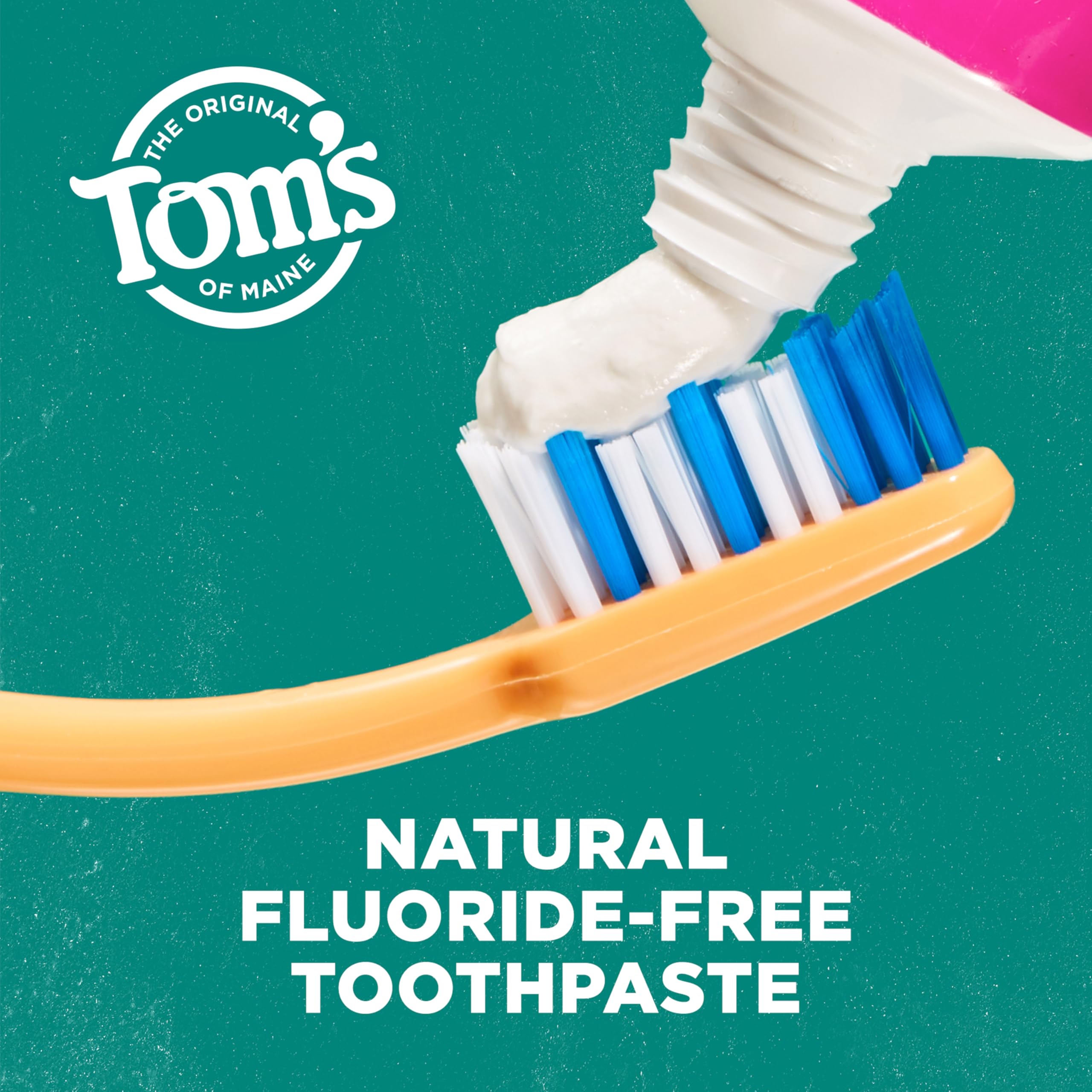 Lifestyle image of toothpaste on bathroom counter