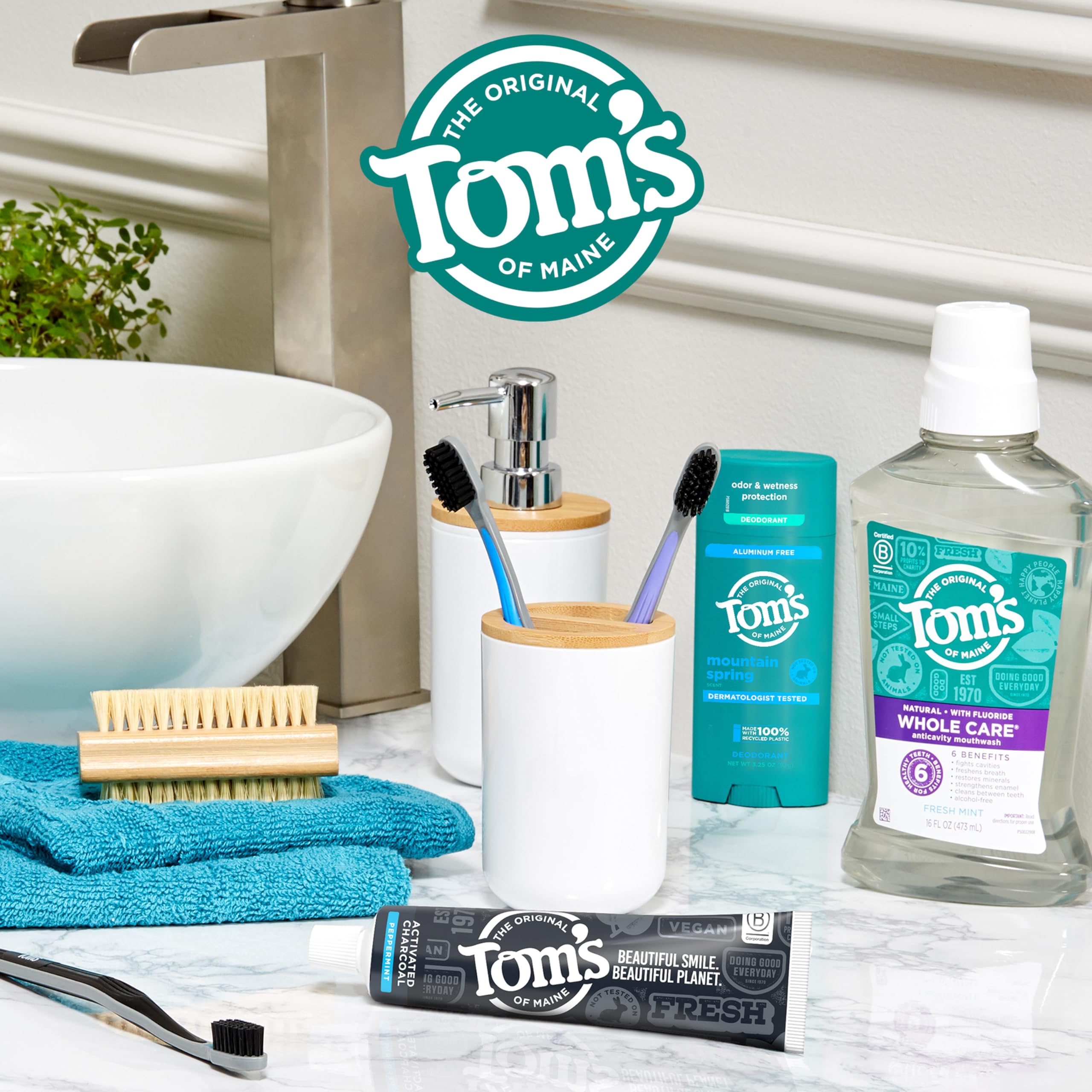 Fluoride toothpaste by Tom's of Maine aiding cavity prevention