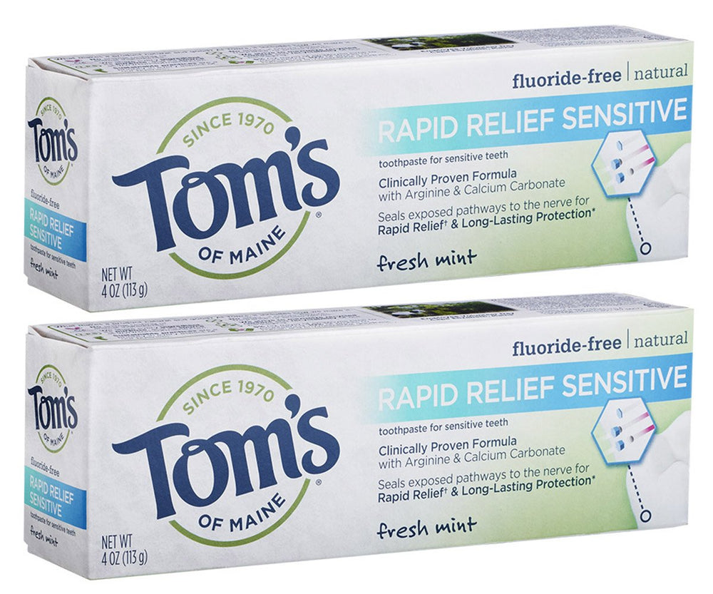 Tom's of Maine Rapid Relief Sensitive Toothpaste Fresh Mint 4 oz pack of 2 – hero shot