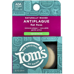 Tom's of Maine Natural Waxed Antiplaque Flat Floss spearmint packaging front