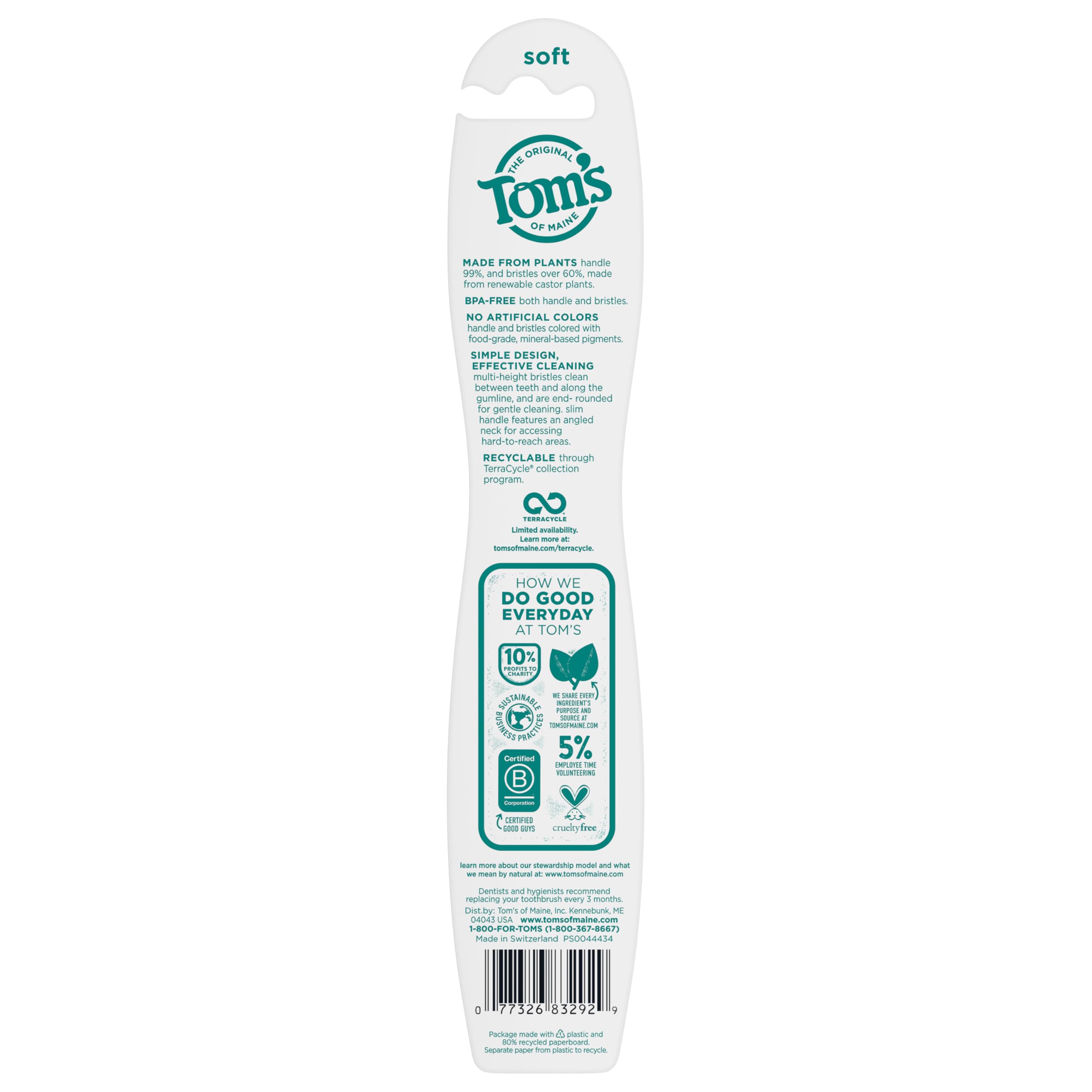 Close-up of the angled neck on Tom's of Maine Naturally Clean Toothbrush