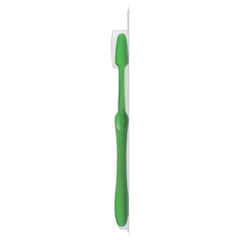 Eco-friendly handle of Tom's of Maine Naturally Clean Toothbrush made from renewable castor oil