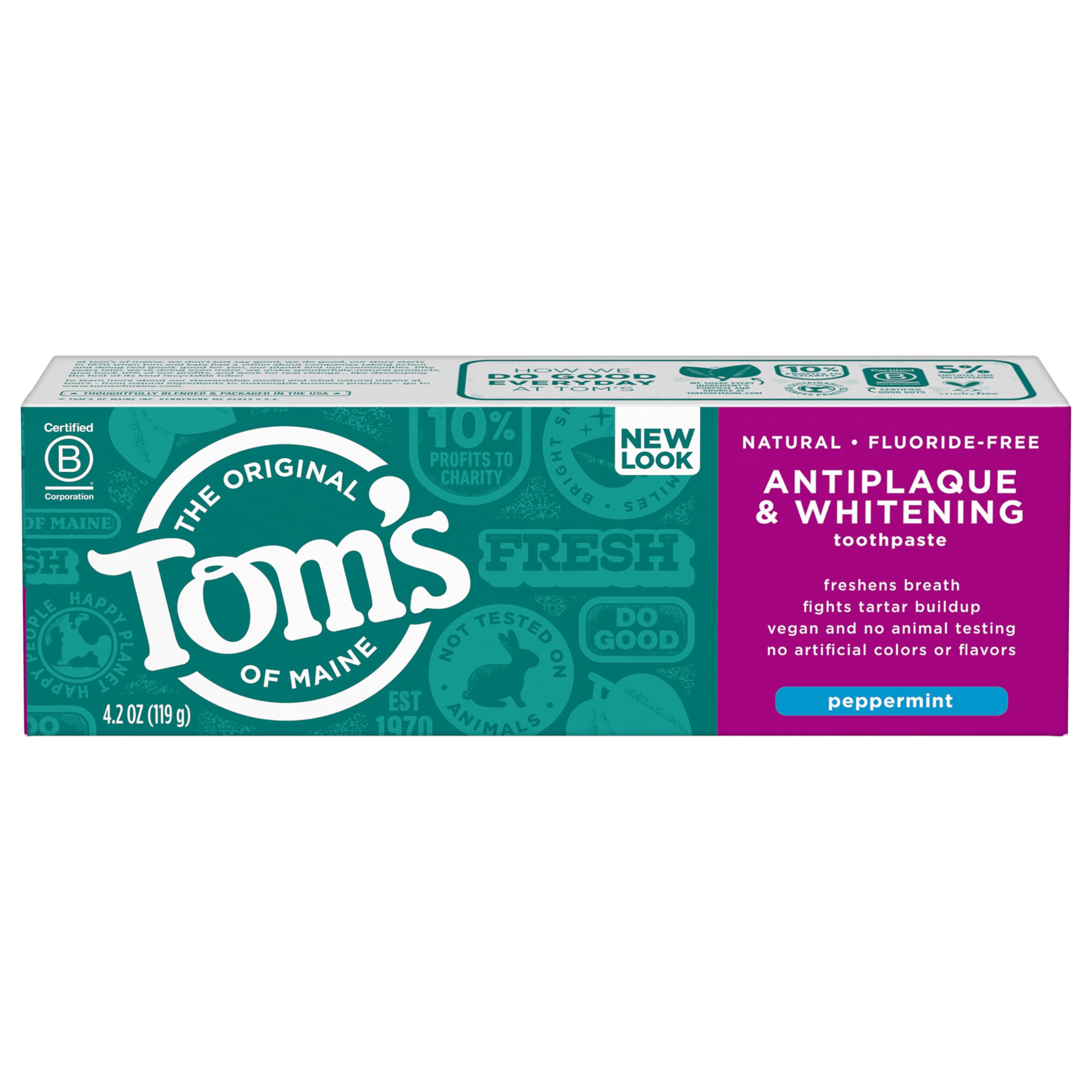 Recyclable toothpaste tube with blue recycling flag icon