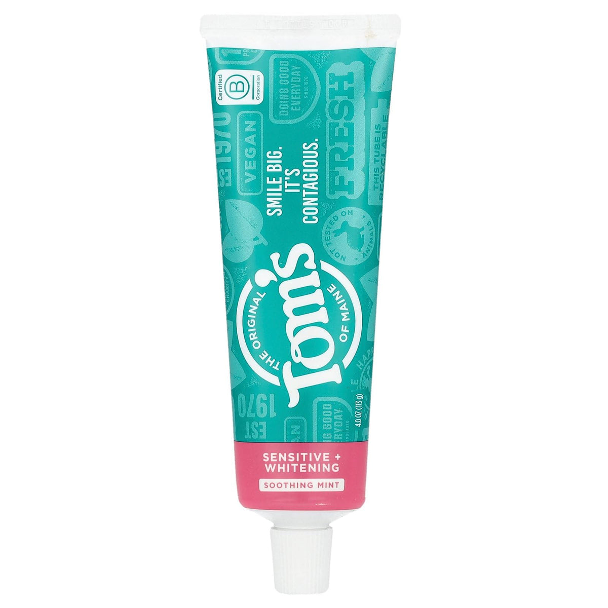 Tom's of Maine Sensitive + Whitening Fluoride-Free Toothpaste Mint 4oz – front view