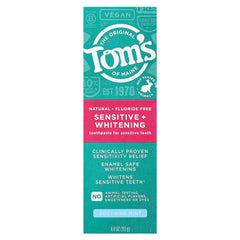 Tom's of Maine Sensitive + Whitening Fluoride-Free Toothpaste Mint 4oz – side view