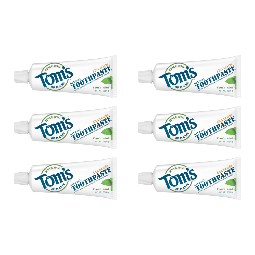 Tom's of Maine Fresh Mint travel-size toothpaste 3 oz 6-pack front view