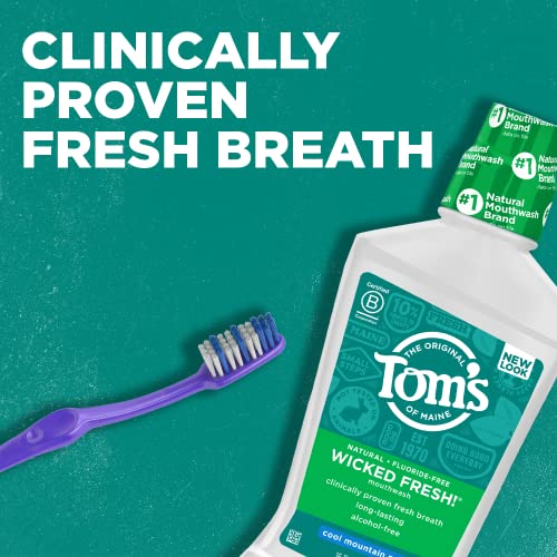 Tom's of Maine Wicked Fresh Mouthwash bottle with Cool Mountain Mint label close-up