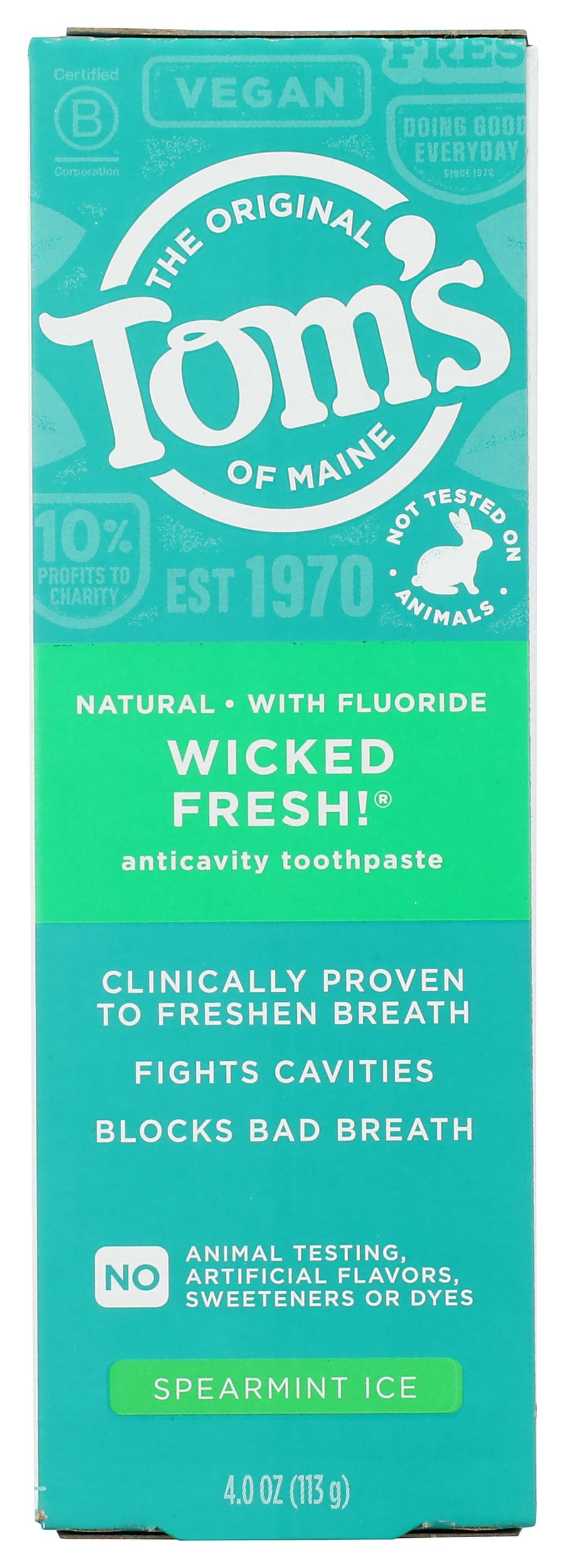Toms of Maine Wicked Fresh Spearmint Ice AC Toothpaste 4 oz - front view