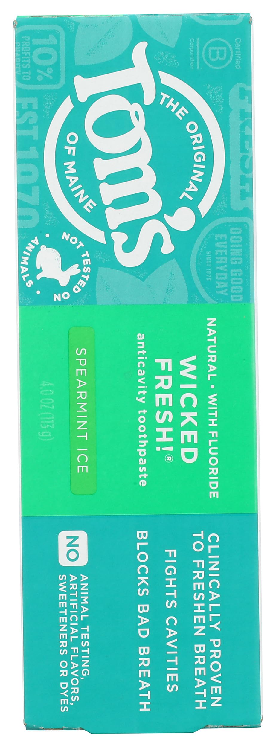 Toms of Maine Wicked Fresh Spearmint Ice AC Toothpaste 4 oz - tube side