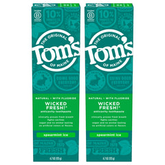 Tom's of Maine Wicked Fresh! Fluoride Toothpaste Spearmint 4.7 oz pair (2-pack) packaging