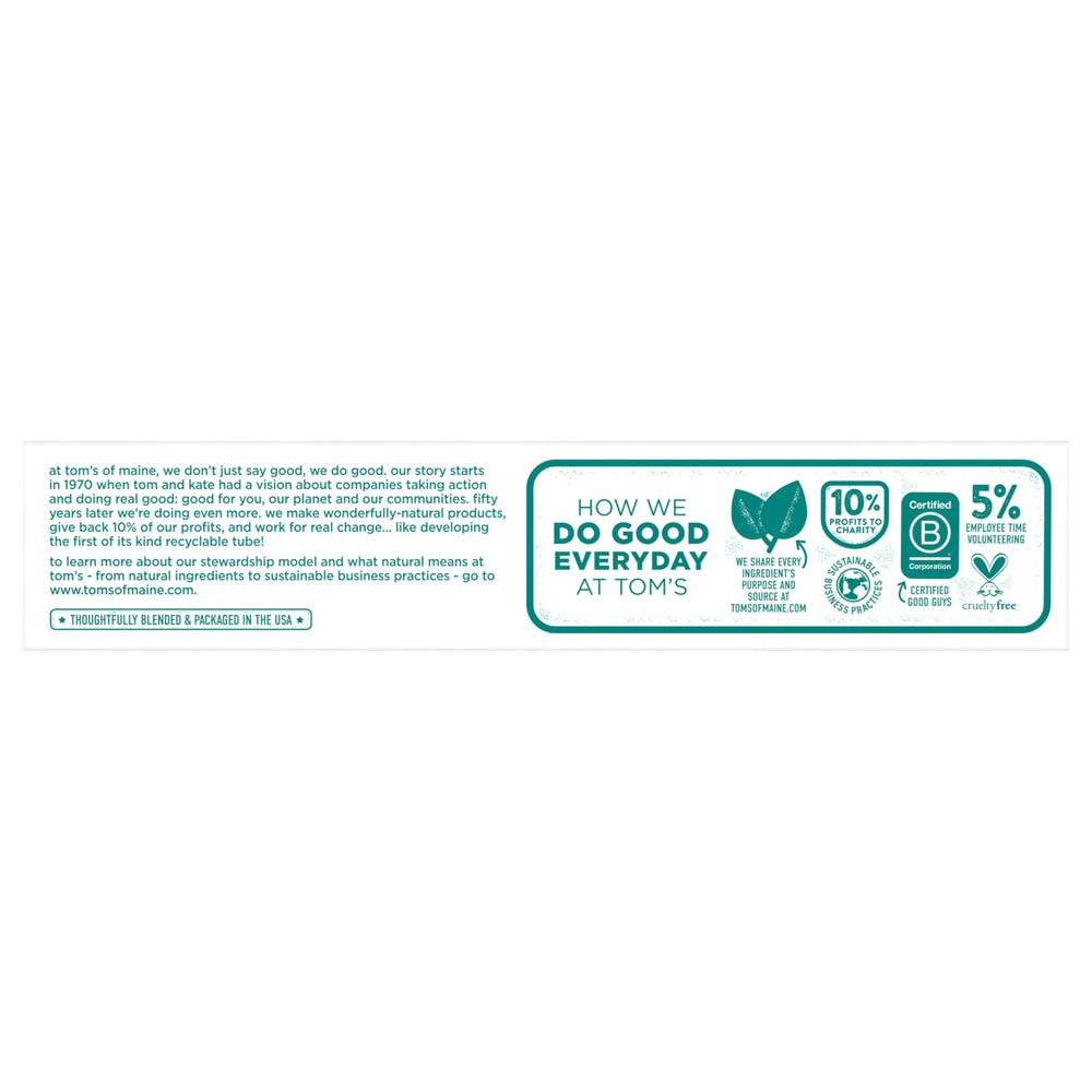 Natural ingredients label on Tom's of Maine toothpaste