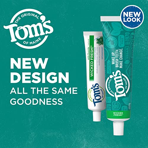 Close-up of Tom's of Maine Wicked Fresh toothpaste tubes
