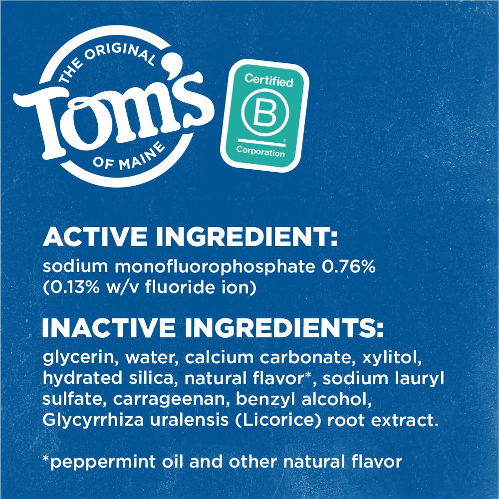 No artificial preservatives, colors, or flavors in Tom's of Maine toothpaste