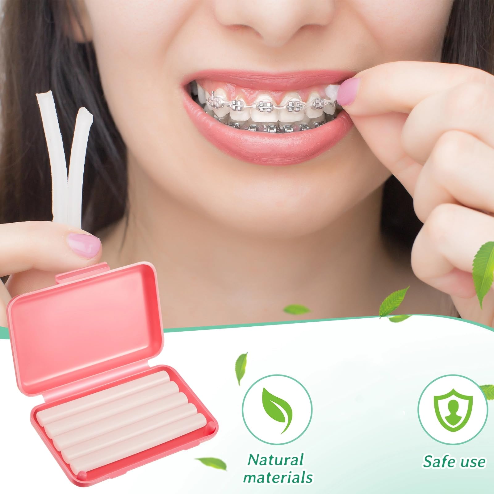 Close-up of Tondiamo clear braces wax packaging for teeth
