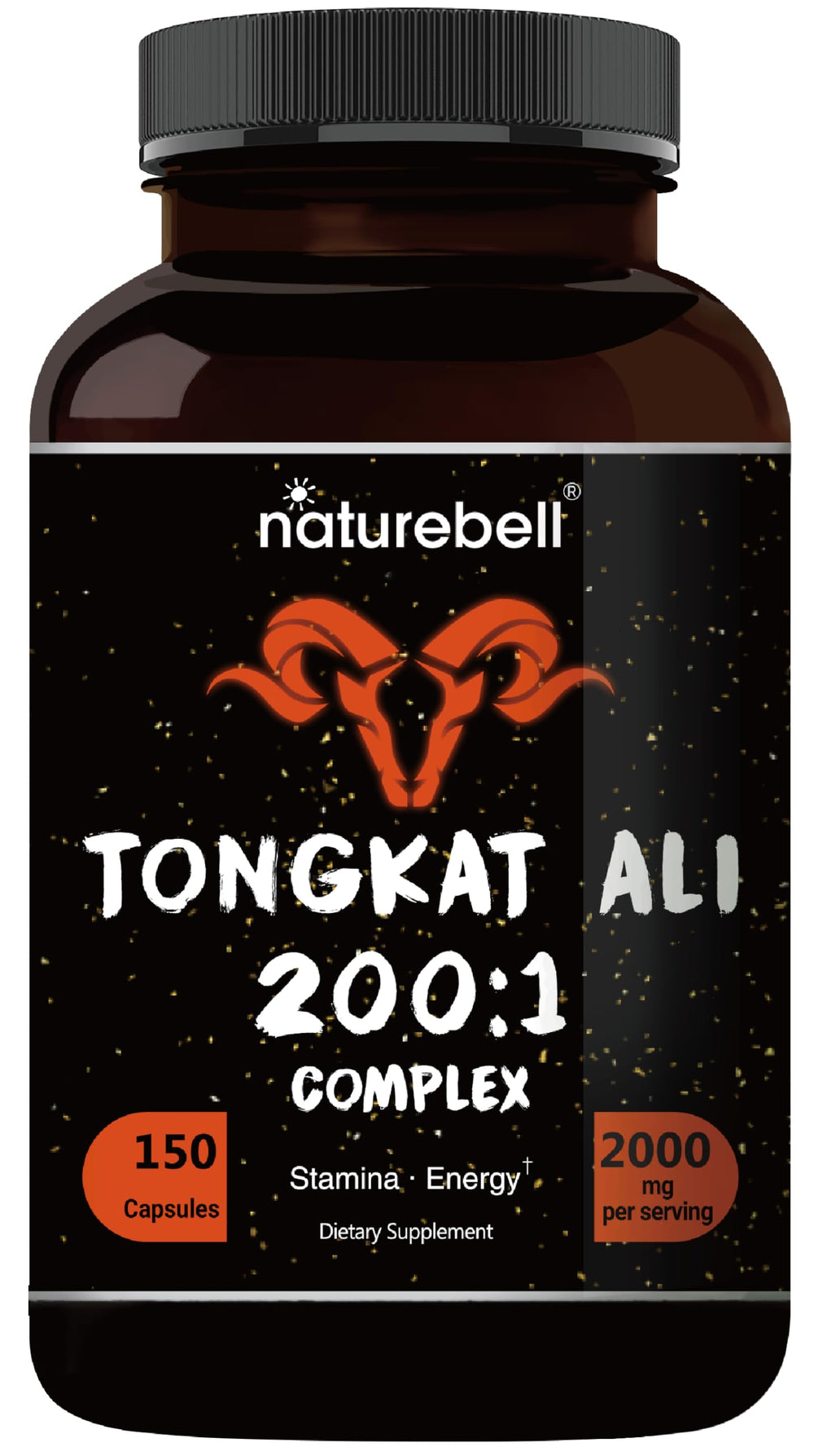 Tongkat Ali 200:1 extract bottle with 150 capsules, Indonesia origin