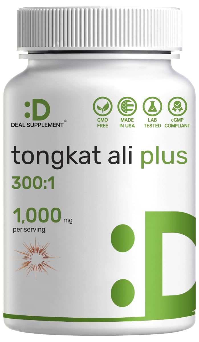 Tongkat Ali Extract 300:1 + Horny Goat Weed 1100mg bottle front view