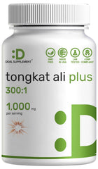 Tongkat Ali Extract 300:1 + Horny Goat Weed 1100mg bottle front view
