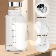 Leakproof stainless steel lid on glass bottle