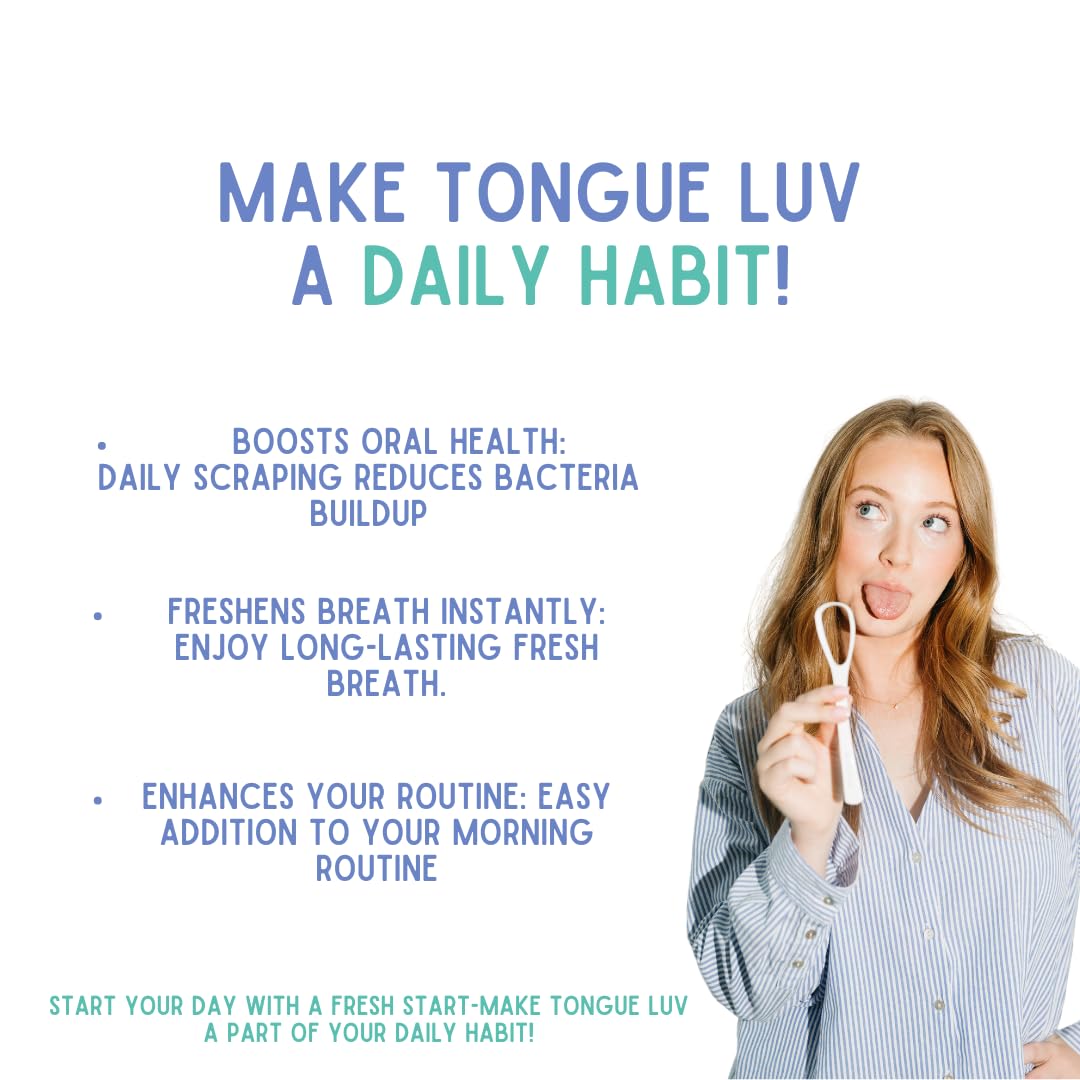Front view of Tongue Luv ergonomic tongue cleaner